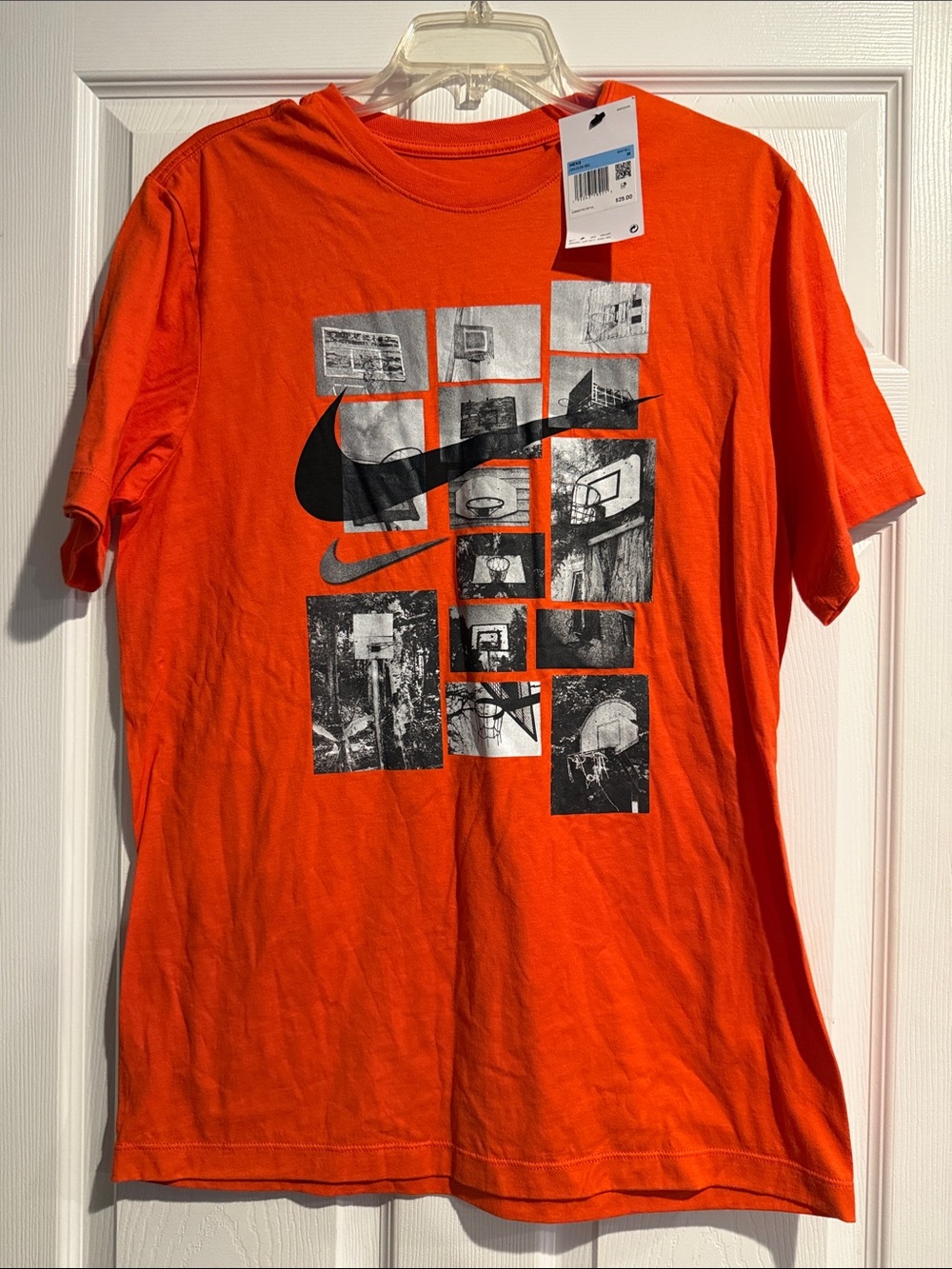 Nike Orange Black Graphic Basketball Swoosh Tee